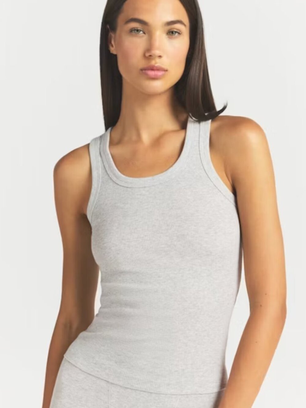 Skims Scoop Neck Tank Top in Light Heather Grey